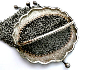 Vintage French Silver Chatelaine Mesh Purse